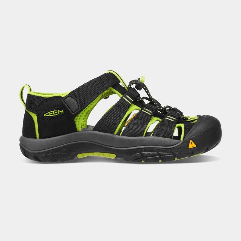 Keen Newport H2 Kids Sandals Black/Light Green Stockists NZ (4169-PBSRD)